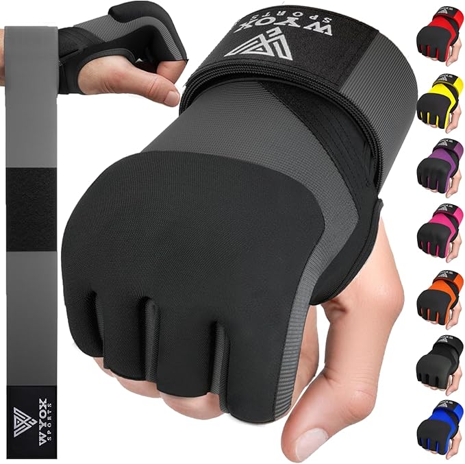 WYOX Neoprene Gel Boxing Hand Wraps Inner Gloves for Men & Women – 80cm/31in Quick Wrist Strap, Padded Knuckle Protection, Fingerless MMA Muay Thai Kickboxing Wraps for Training & Martial Arts
