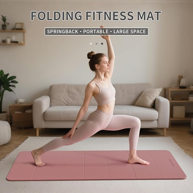 7-Fold Yoga Mat 70"x24" - 1/2 Inch Thick | Folding Exercise Mat, Compact Non-Slip TPE Mat, For Travel, Storage, Yoga & Home Gym, Lightweight & Portable
