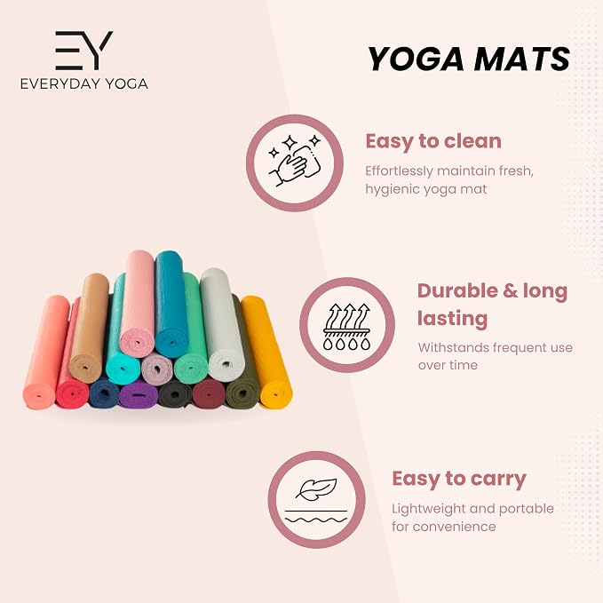 Everyday Yoga Deluxe Mat, Spacious 72"x24" Non-Slip Yoga Mat for Comfortable Home Workouts, 3-5mm Extra Thick