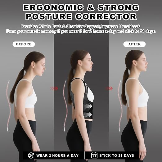 Back Brace Posture Corrector for Women and Men, Adjustable Shoulder Straightener Full Lumbar Support Belt, Upper and Lower Back Pain Relief, Scoliosis Hunchback Hump Thoracic Spine Corrector (Black S)