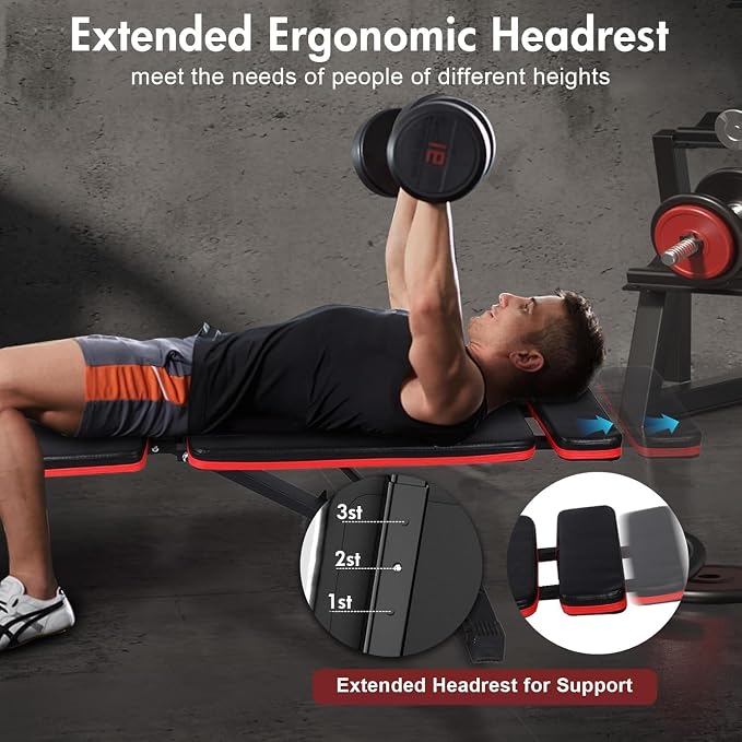 ALSO GO Adjustable Weight Bench, Workout Benches with Leg Extension, Foldable Incline Decline Bench Press, Roman Chair, Full Body Strength Training Equipment for Home Gym