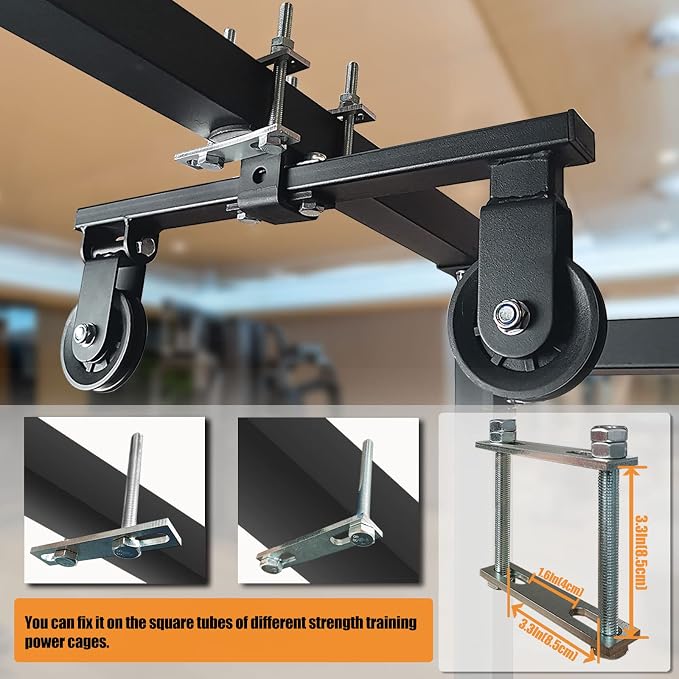 Power Rack Pulley Attachment, LAT Pulldown Machine - Cable & Weight Dual Pulley System for Home Gym Strength Training, Power Racks