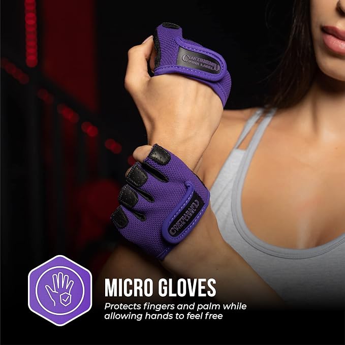 Contraband Pink Label 5537 Womens Micro Weight Lifting Gloves w/Grip-Lock Silicone Padding (Pair) - Minimalist Half Gloves - Apple Watch Friendly