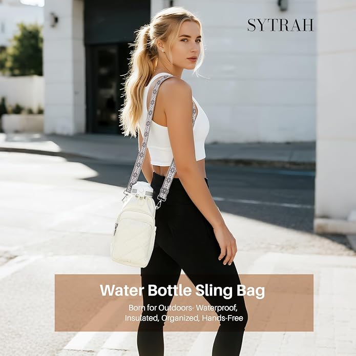 Water Bottle Bag Crossbody，Insulated Holder Purse