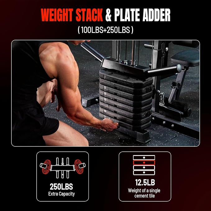 Mikolo F4 2.0 Power Cage with Dual-Track Smooth Pulley System, 1200LBS Power Rack with Leg Hold-Down for Heavy LAT Pulldowns