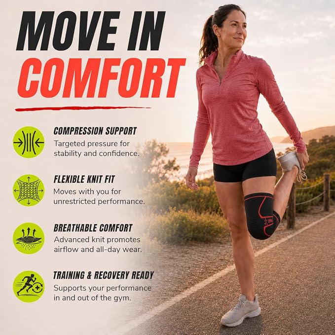 Knee Brace for Men and Women Knee Compression Sleeve Knee Support Wraps for Arthritis Joint Pain Relief, Workout, Swelling, Sports, Circulation, Running, Recovery for ACL & Meniscus Tear