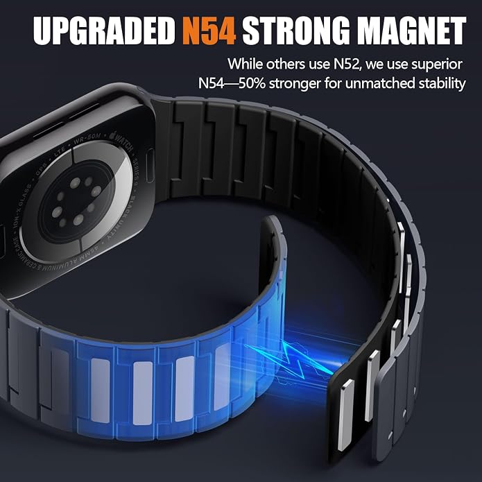 SNBLK Magnetic Watchband Compatible with Apple Watch for Men 44mm 45mm 46mm 49mm 42mm 41mm 40mm 38mm Women, Silicone Sport Strong Magnet Strap for iWatch Series 11 Ultra 3 Ultra 2 Se 10 9 8 7 6 5 4 1