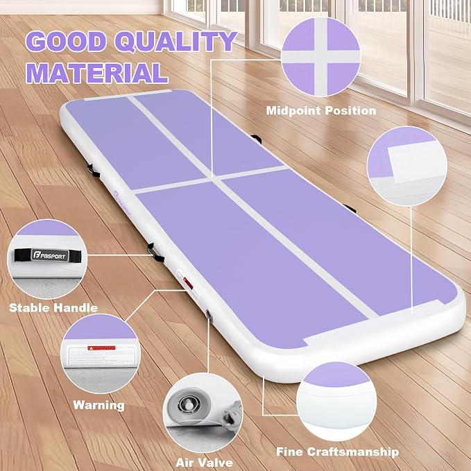 FBSPORT Inflatable Air Gymnastics Mat Training Mats 4/8 inches Thickness Gymnastics Tracks for Home Use/Training/Cheerleading/Yoga/Water with Pump