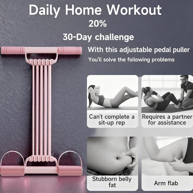 3 in 1 Adjustable Pedal Resistance Band, 8-Tube Multifunction Tension Rope, Natural Latex sit-up Trainer Resistance Band Suitable for Fat Loss and Full-Body Shaping Workout