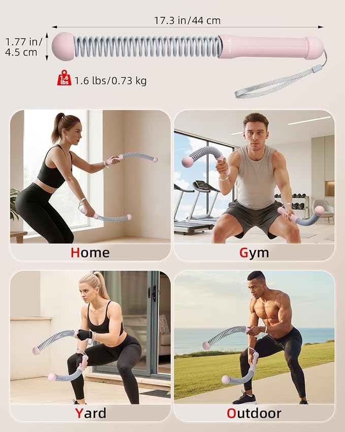 Abahub Weighted Ropeless Battle Rope, Portable Silent Cordless Battle Ropes, Space Saving Home Gym No Battle Ropes with Storage Bag, 2PCS Pink - Set A
