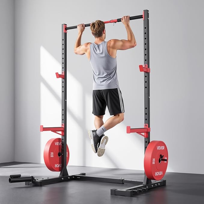 VEVOR Power Cage Squat Rack, Multifunctional Squat Rack for Home Gym, Workout Strength Training Equipment for Bench Press Squats Pull-Up