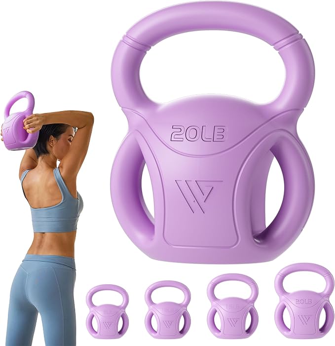 RUNWE 3 Handle Kettlebells Weight - Weight for Women Options 5, 10, 15 and 20 LB for Russian Twists AB Exercise, Weightlifting and Core Fitness Exercise Home Gym [Single in Sold]