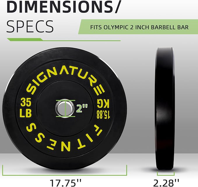 Fitvids 2-Inch Olympic Rubber Weight Plates Pair, Bumper Plates for Strength Training, multiple options