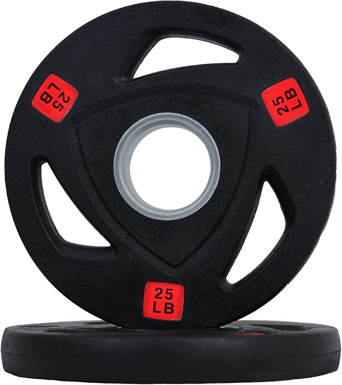 Signature Fitness Olympic 2-Inch Cast Iron Plate Weight Plate for Strength Training and Weightlifting, Multiple Sizes