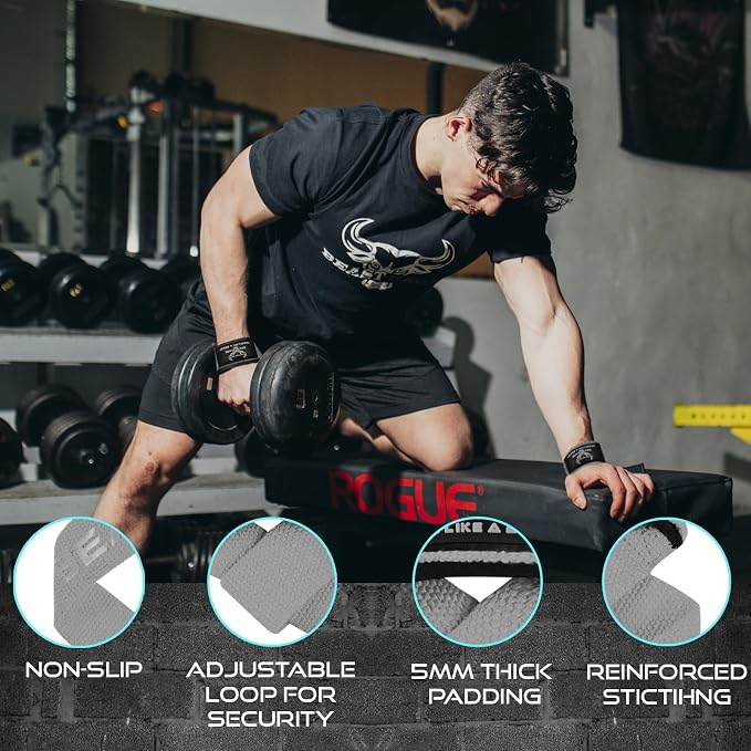 BEAST RAGE Lifting Wrist Straps for Weightlifting, Straps Gym Grip Power Workouts Lifting Straps Padded Neoprene & Premium Cotton Men Women, Deadlift Bodybuilding Exercise Lifting Straps