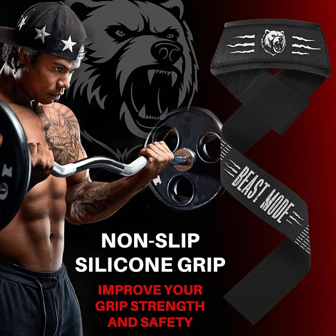 TECEUM Neoprene Padded Cotton Lifting Straps for Weightlifting, 1 Pair