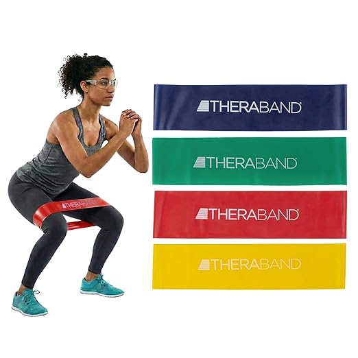 THERABAND Resistance Band Loop Set, 12", Exercise, Workout, Therapy | Resistance band for exercise, physical therapy and stretching, with progressive color-coded levels