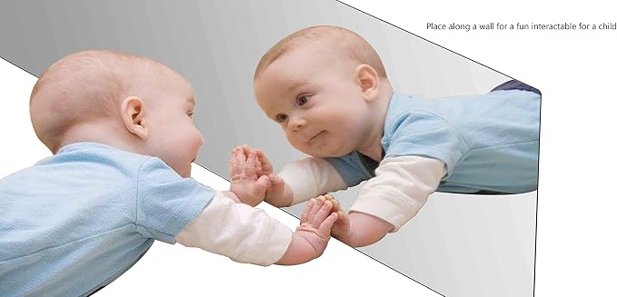 Marketing Holders Acrylic Mirror Sheet 12" x 48" Inch Rectangular Plexiglass Reflective Tile with Rounded Corners Great for Gyms Retail Stores and Restrooms in Bistros and Cafes