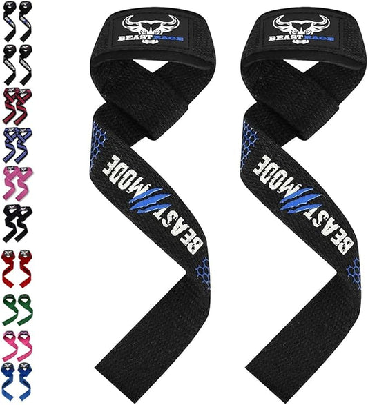 BEAST RAGE Lifting Wrist Straps for Weightlifting, Straps Gym Grip Power Workouts Lifting Straps Padded Neoprene & Premium Cotton Men Women, Deadlift Bodybuilding Exercise Lifting Straps