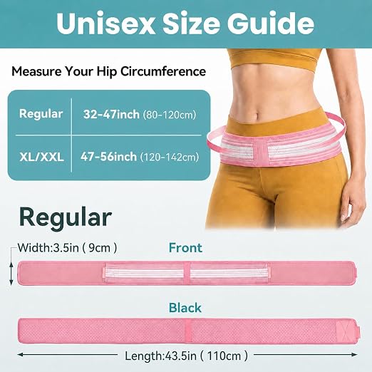 Sacroiliac SI Joint Hip Belt for Women and Men, Lower Back Support Brace, Sciatica Pain Relief, Breathable & Adjustable