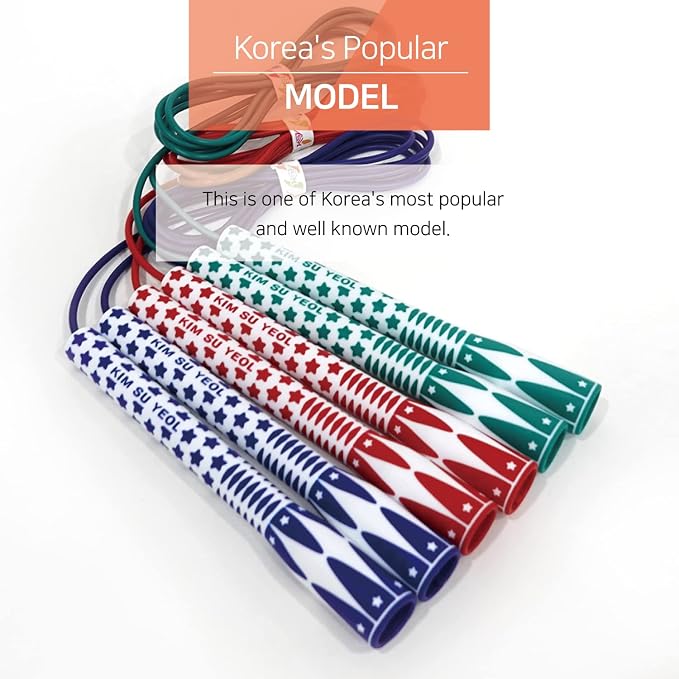 Skipping Jump Rope for Fitness Workout - Light Weight, Adjustable, Tangle Free, Excellent line control for Cardio Boxing, CrossFit, Training Exercise All Ages and Gender ( Special Luxury, KA-220, Made in Korea)