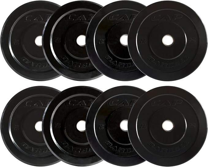 CAP 2-inch Olympic Bumper Plate Weight Set | 100-370 lbs | Multiple Colors | Storage Rack Optional