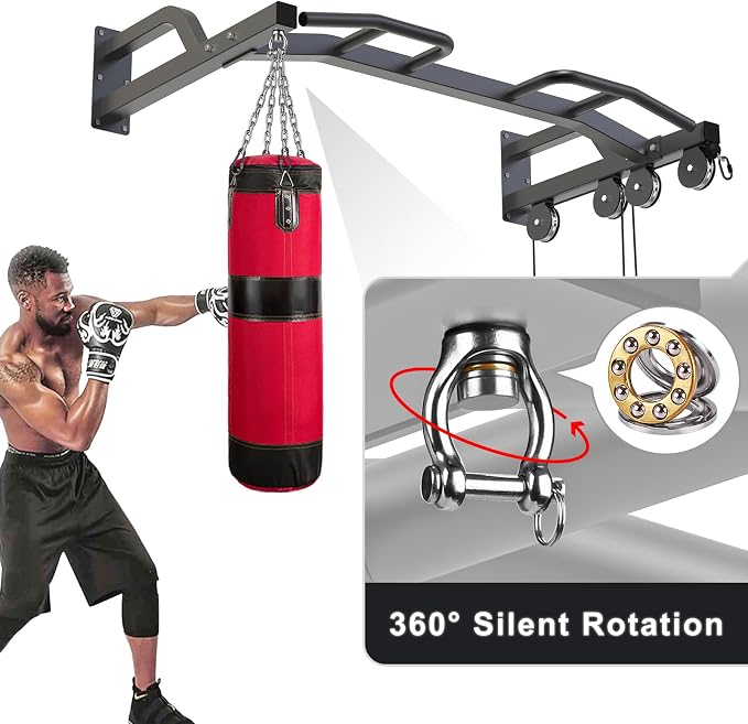 Kipika 48" Ceiling Mounted Pull Up Bar, Heavy Duty Multi-Grip Chin Up Bar,Mounted Pullup Bar, Adjustable Height, Pull Up Bands for Chin Ups & Body Stretching, Ideal for Home Gym and Strength Training