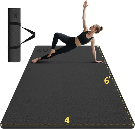 8mm & 10mm Thick Large Yoga Mat (6'x 4') - Extra Long and Wide Workout Mat for Men and Women, Non-Slip POE Fitness Mat, Eco-Friendly Exercise Mat for Home Workouts, Ideal for Yoga and Pilates