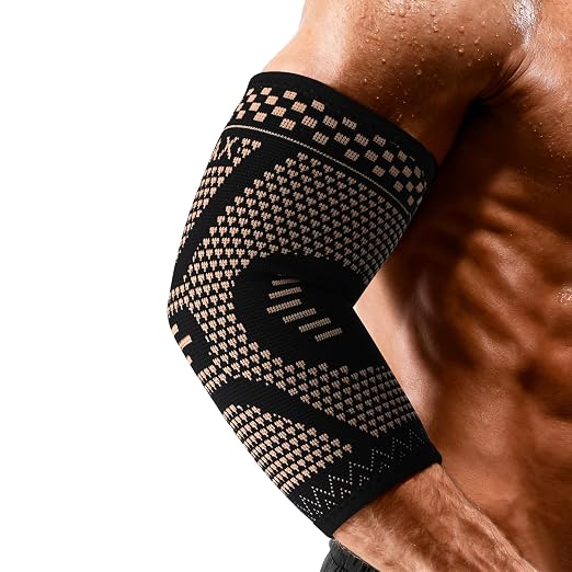 INDEEMAX Copper Elbow Compression Sleeve, 2 Pack Elbow Brace for Tendonitis | Elbow Sleeve for Women Men, Arm Support for Tennis & Golfer's Elbow, Joint Pain Relief, Arthritis, Bursitis, Weightlifting
