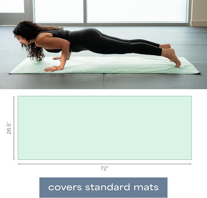 S&T INC. Aura Microfiber Yoga Mat Towel, 2 Pack, 26.5" x 72", Green | Soft and Absorbent, Quick-Dry for Gym, Pilates, and Hot Yoga, Compact for Gym Bag, Machine Washable