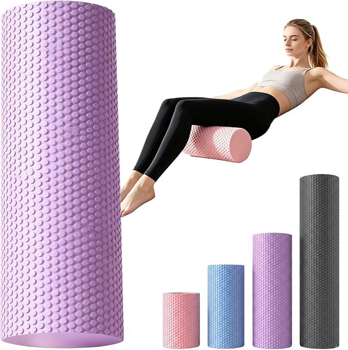 EVA Soft Dot Foam Roller for Exercise, Soft Density Foam Roller for Beginners, Textured Deep Tissue Massager for Yoga, Pilates, Back Muscle Massage & Balance Training， 1Pc-M-Purple