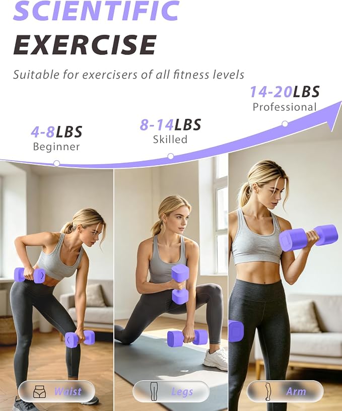 Ragebby Adjustable Dumbbell Set of 2, Weights for Men and Women at Home | Anti-slip Handle, Weights Dumbbells Set, 2lb/3lb/5lb/10lb/15lb/20lb for Pilates, Yoga, Strength Training