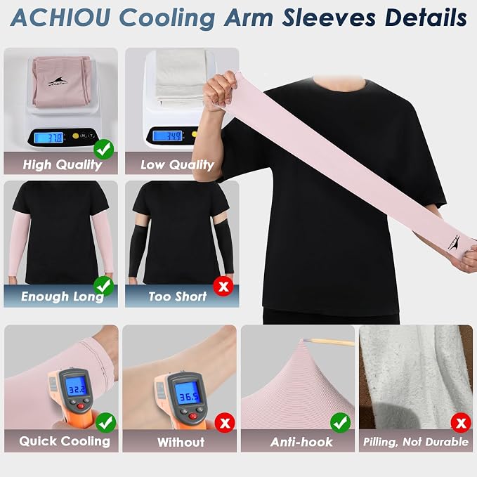 Achiou Volleyball Arm Sleeves for Women, Cooling Ice Silk Sun Sleeves Youth | Summer Ice Silk Compression Sleeves, UPF 50+ UV Protection, Perfect for Teen Girls & Women Outdoor Sports, Anti-slip Silicone
