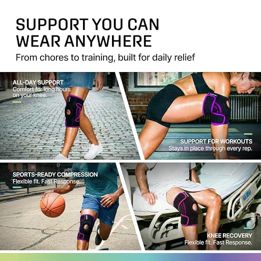 Modvel Knee Brace with Side Stabilizers & Patella Gel Pads for Pain Relief and Joint Support Breathable, Non-Slip Compression Sleeve for Men & Women, Arthritis, Meniscus, ACL Recovery