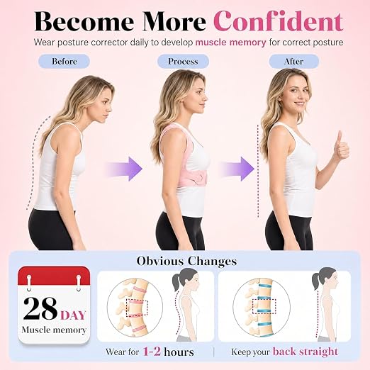 Back Brace Posture Corrector for Women - Adjustable Posture Brace for Women Under Clothes - Back Brace for Posture Upper Back Support - Invisible Comfort for Office Daily Wear - Comfortable Hunchback Slouching for Neck Shoulder Back Straightener(Medium)