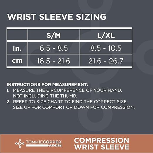 Tommie Copper Wrist Compression Sleeve, 15-20 mmHg (L/XL, Black) | 15-20 mmHg | 4D Stretch | Copper Znergy | Non-Slip Fit