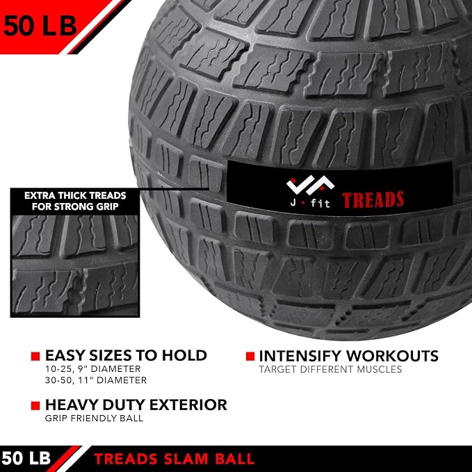JFIT Slam Ball – Build Strength - Endurance & Power | Superior Grip | Sand-Filled Core | Indoor & Outdoor Use