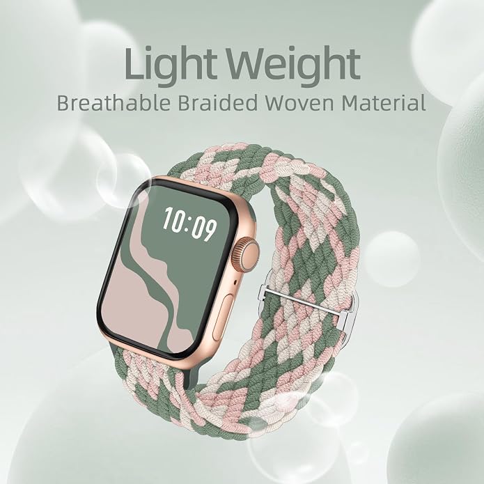 4 Pack Braided Stretchy Bands Compatible with Apple Watch 40mm 41mm 38mm 42mm 44mm 45mm 46mm 49mm Women Men, Breathable Nylon Elastic Daily Use Straps for iWatch Series 11/10 9 8 7 6 5 4 3 SE/Ultra 2