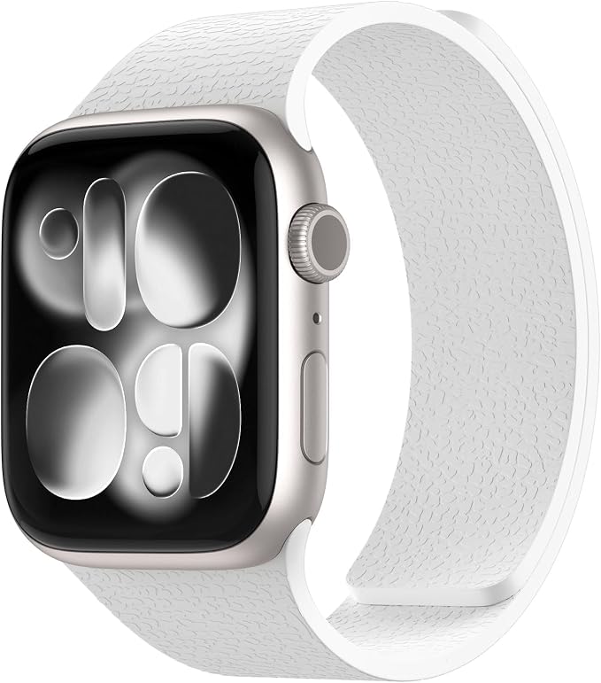 Magnetic Silicone Band Compatible with Apple Watch Band 42mm 41mm 40mm 38mm Series 11 10 9 8 7 6 5 4 3 & SE 3/2/1 Strong Magnetic Clasp, Waterproof & Adjustable (White)