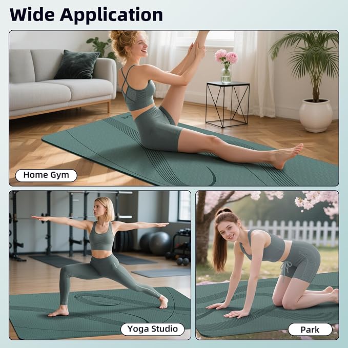 Yoga Mat High Density Exercise Mat, 76"x32"x0.27"Thick Wide & Large Yoga Mat for Women Men, Professional POE Workout Mat for Yoga, Pilates, Fitness & Stretching