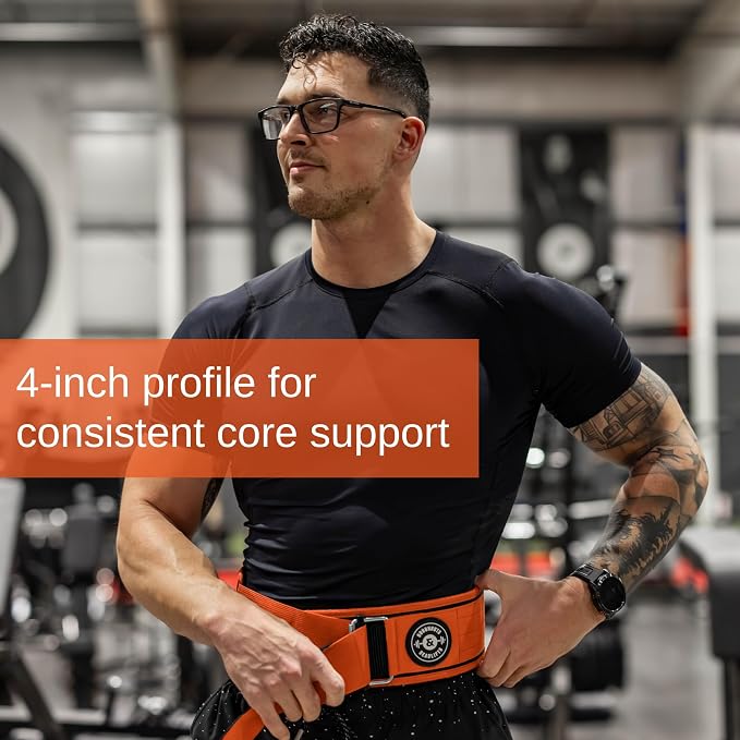 Weight Lifting Belt for Squats, Weightlifting Belt for Deadlifts - 4in Back Support for Bodybuilding | Powerlifting, Locking Metal Buckle, Weight Lifting Belts for Men - Quick Locking