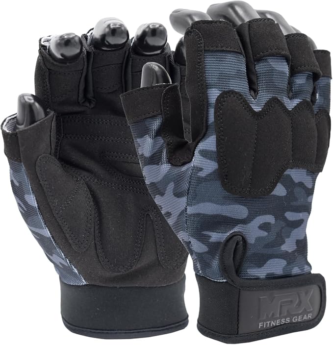 MRX Weightlifting Gloves for Men Workout Gloves Mens Wrist Support Lifting Gloves Male Gym Gloves | Workout Gym Accessories for Men Weight Lifting Fingerless Gym Exercise for Powerlifting