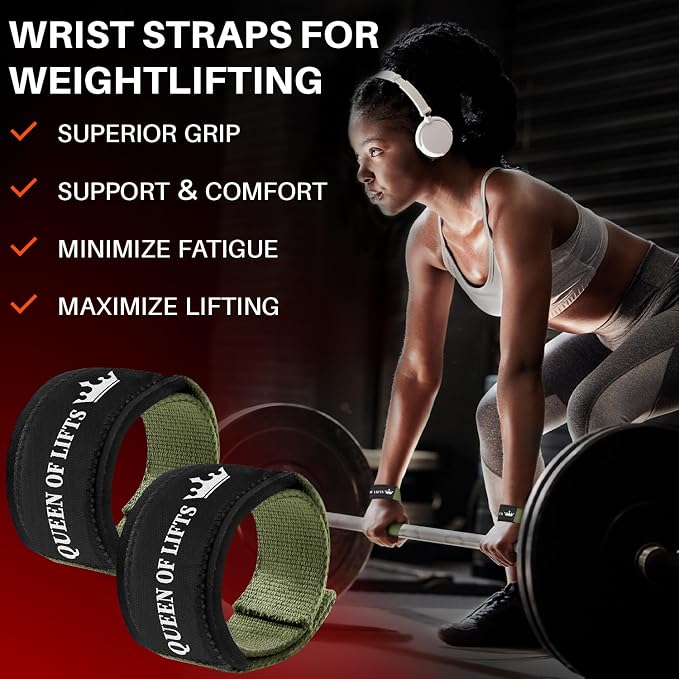 TECEUM Neoprene Padded Cotton Lifting Straps for Weightlifting, 1 Pair