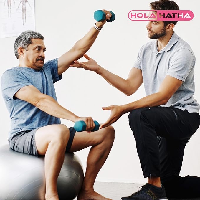 HolaHatha 1, 2 and 3 lb Neoprene Dumbbell Strength Training Weight Set with Rack