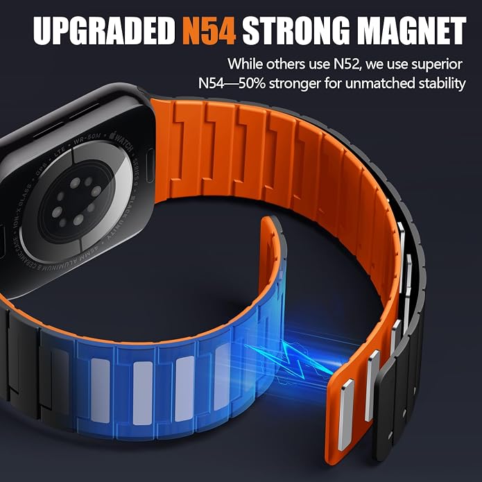SNBLK Magnetic Watchband Compatible with Apple Watch for Men 44mm 45mm 46mm 49mm 42mm 41mm 40mm 38mm Women, Silicone Sport Strong Magnet Strap for iWatch Series 11 Ultra 3 Ultra 2 Se 10 9 8 7 6 5 4 1