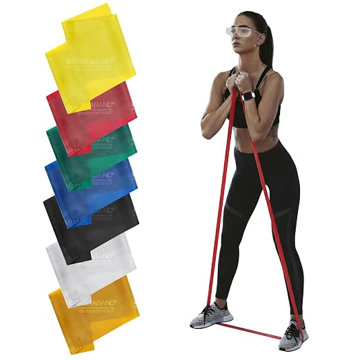 THERABAND Professional Latex Resistance Band Set, Pack of 7, 6 Ft | Professional TheraBand equipment for exercise, physical therapy, fitness and at-home workouts