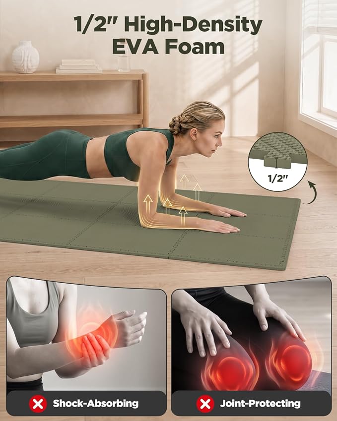 1/2" Thick 12 Pcs 48 Sq Ft EVA Foam Puzzle Exercise Mats, High-Density Interlocking Foam Floor Tiles for Home Gym, Gym Mat for Workout Equipment & Direct Exercise, Floor Padding for Kids