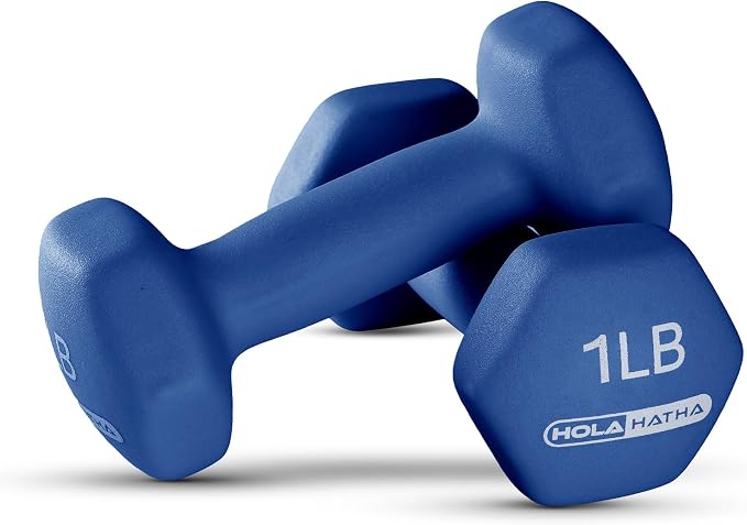 HolaHatha 1, 2 and 3 lb Neoprene Dumbbell Strength Training Weight Set with Rack