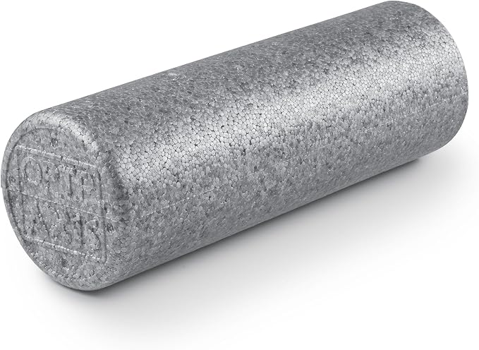OPTP Silver AXIS Moderately Firm Foam Roller – Round, Silver, 18" x 6" | Moderate density for sports medicine, physical therapy, Pilates, yoga, trigger point myofascial release, Heat-molded EPP foam