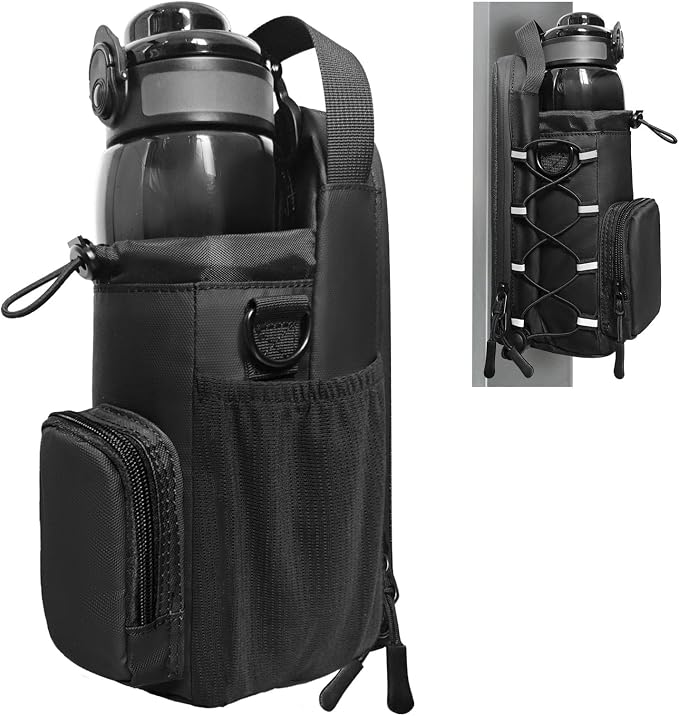 JACZZO Magnetic Gym Bag, Magnetic Water Bottle Holder & Small Gym Bag, Gym Gifts for Women and Men (Black, <40 OZ)